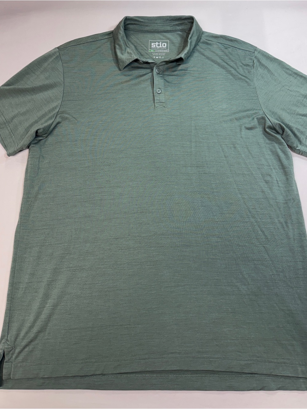 Stio Polo Shirt Mens Large Green Wool Blend